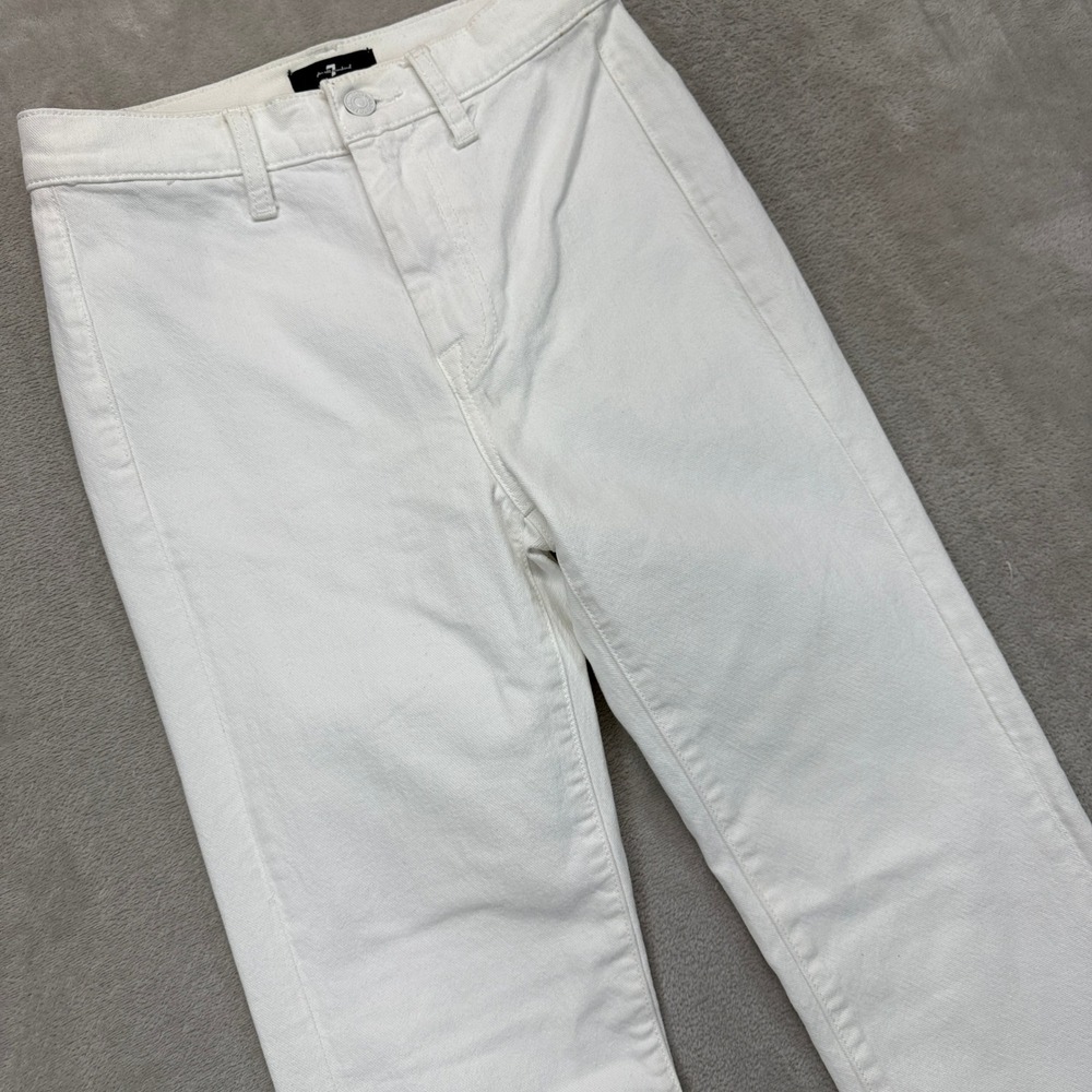 7 For All Mankind Jeans Women's 26 High Slit Flared in Prince Street White Denim